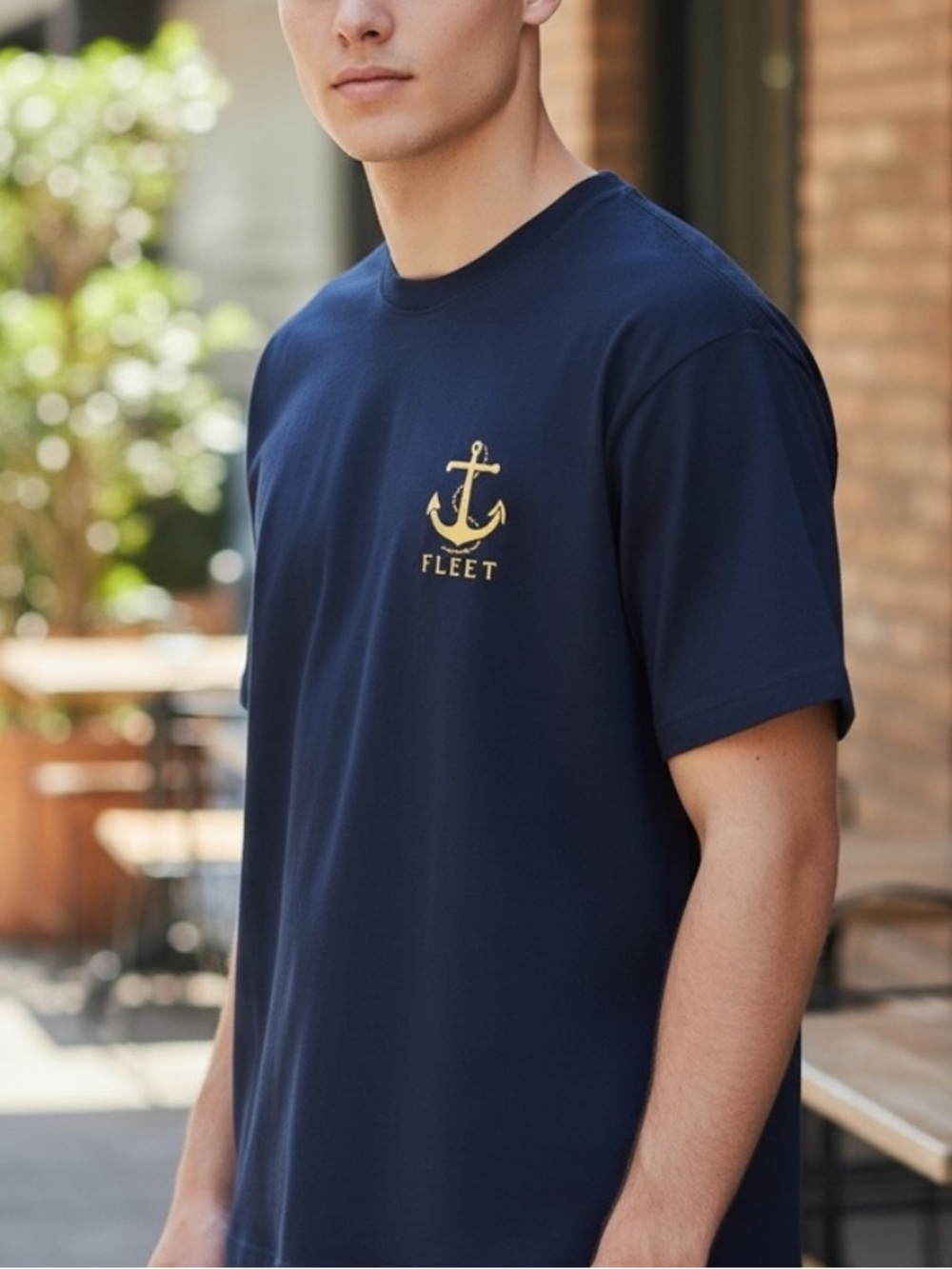 J.Crew Men’s Fleet Anchor Graphic Tee Navy Blue NWOT